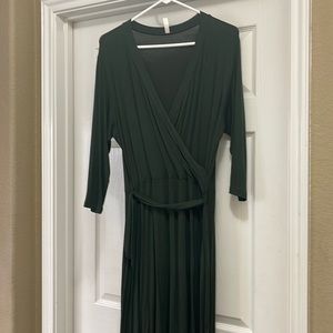 Dark olive green wrap dress
